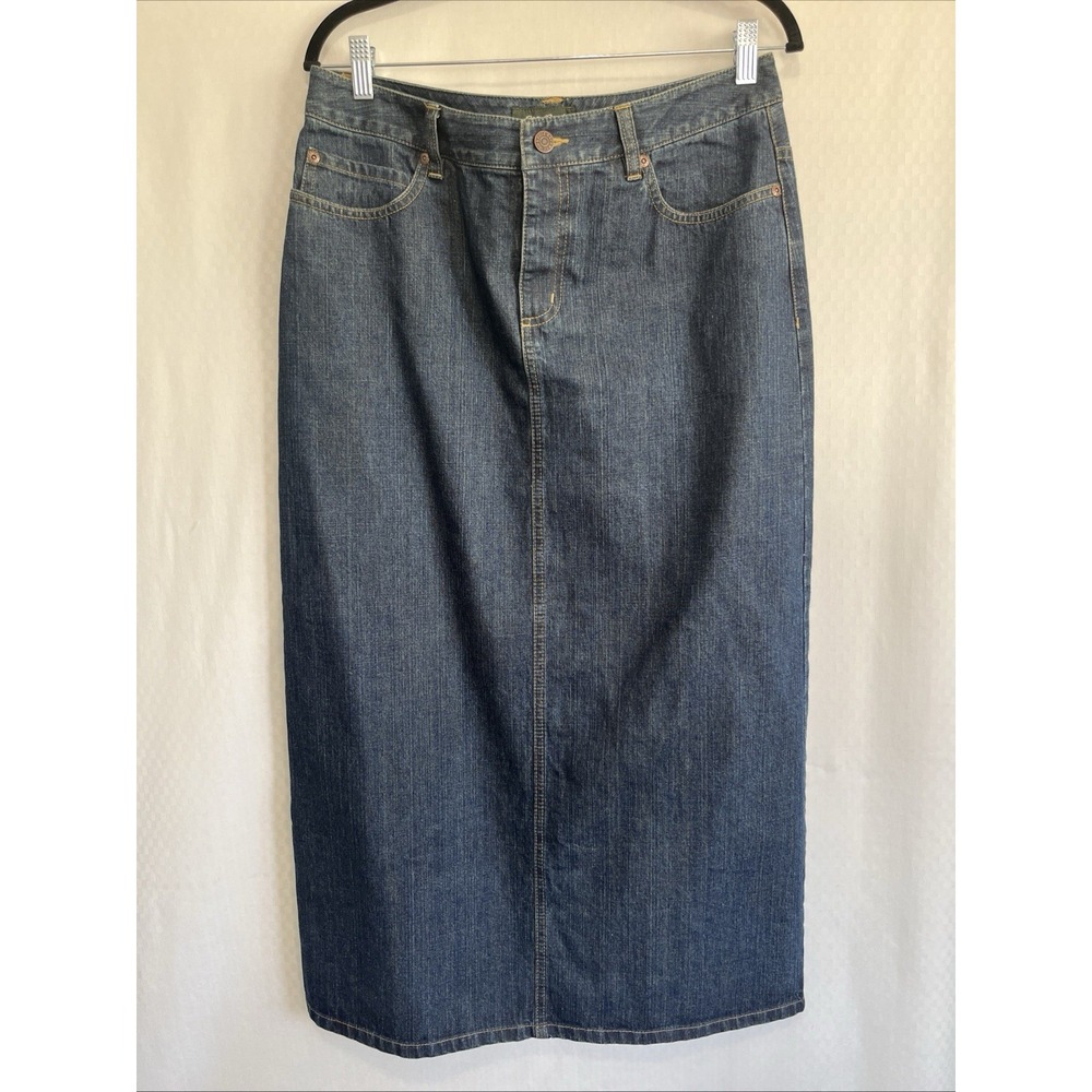 Eddie Bauer Skirt 10 Long Denim Size Blue Pockets Western Cowgirl